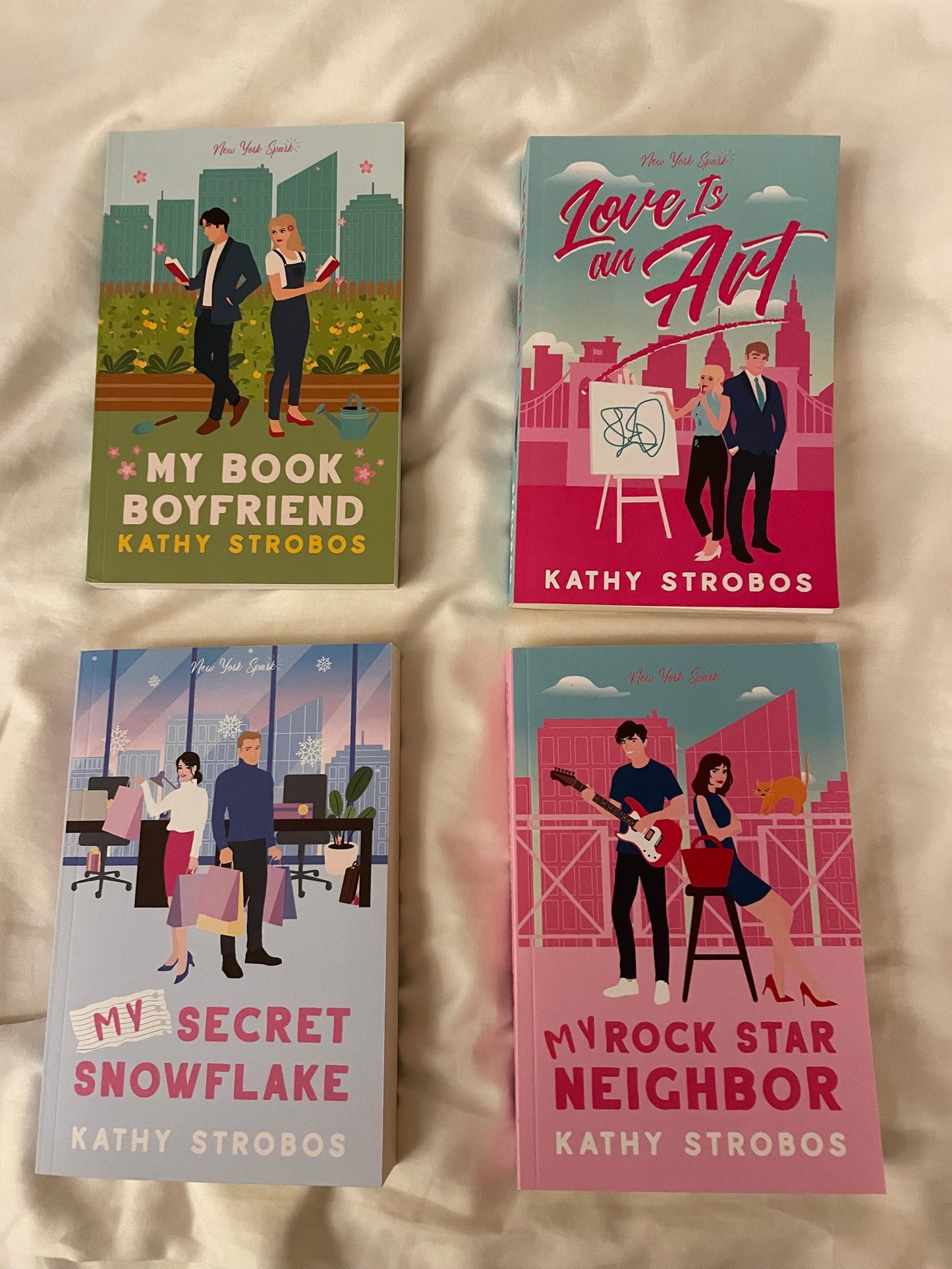Signed 4 book bundle of New York Spark Series: My Book Boyfriend, Love Is an Art, My Secret Snowflake, My Rock Star Neighbor